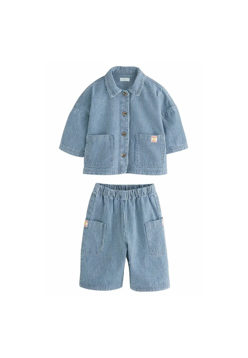 SET - Stoffhose - blue ticking stripe