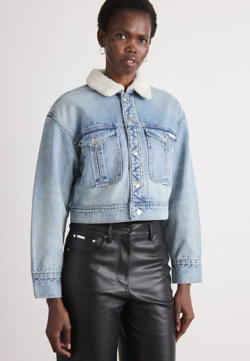 SHERPA JACKET - Jeansjacke - blue newton