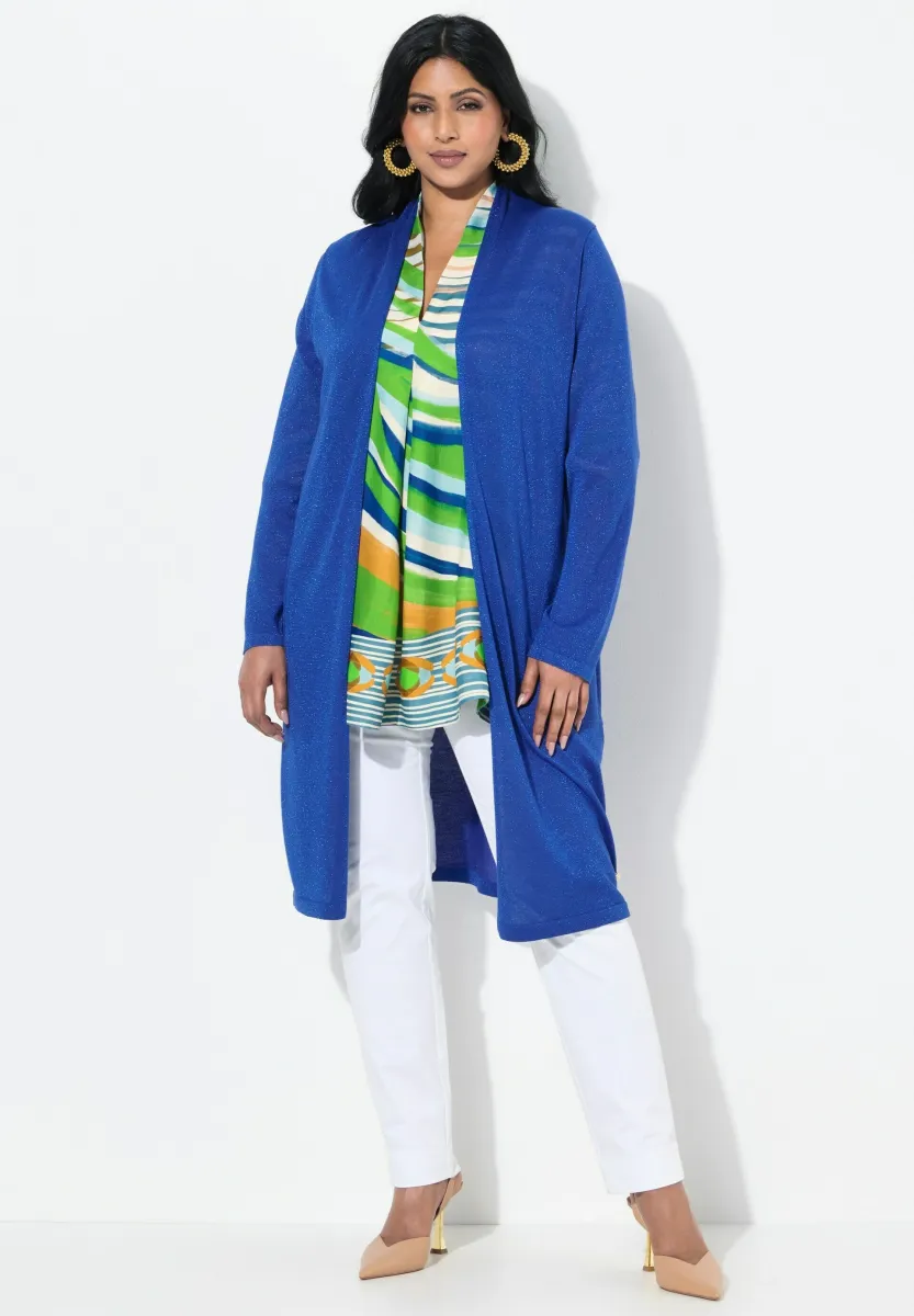 SHIMMERING LONGLINE OPEN SHAPE - Strickjacke - blue violet