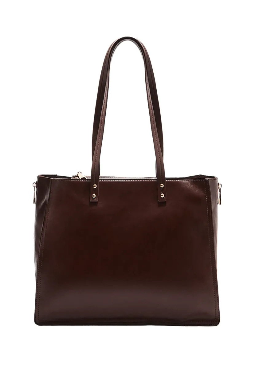 SHOPPER WITH SIDE - Handtasche - dark brown
