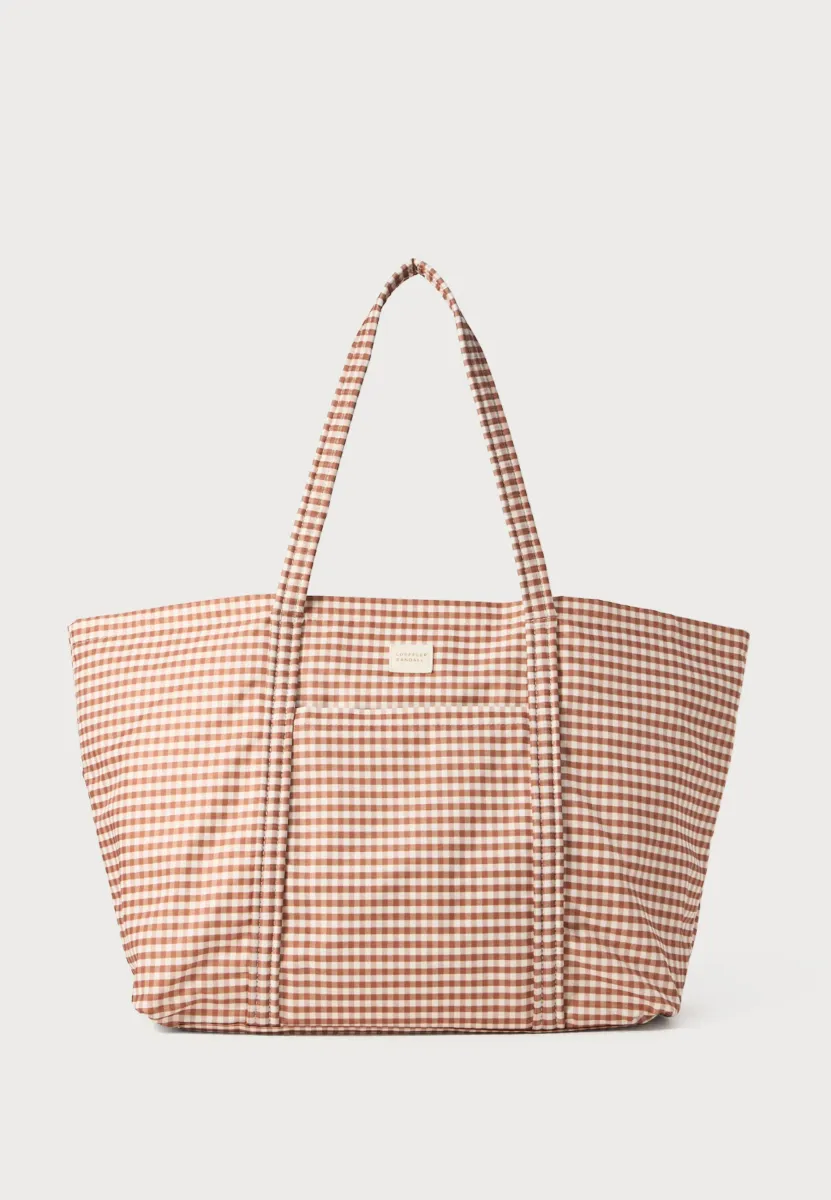 Shopping Bag - brown gingham