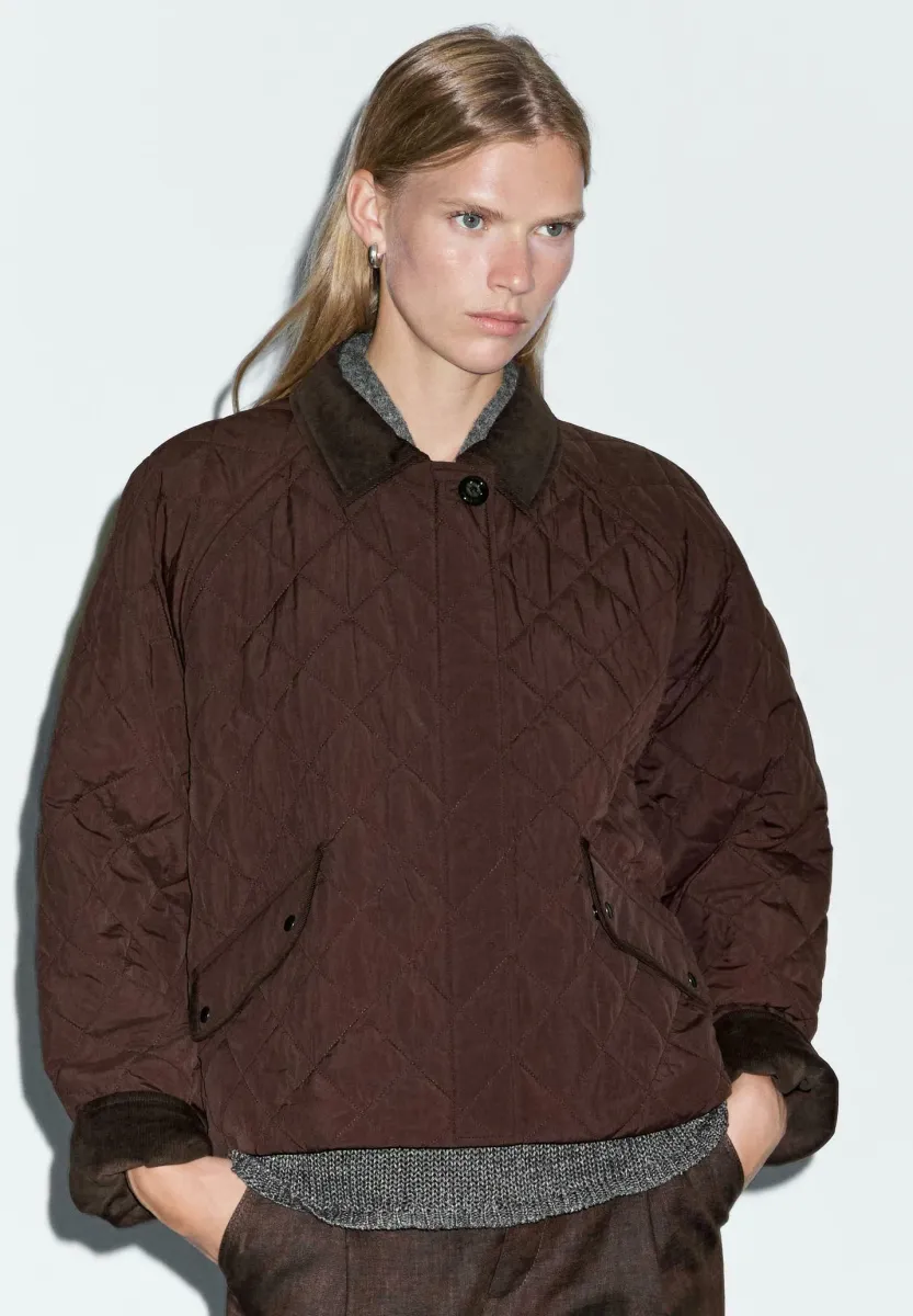 SHORT LIGHTWEIGHT WITH CORDUROY DETAIL - Übergangsjacke - bordeaux