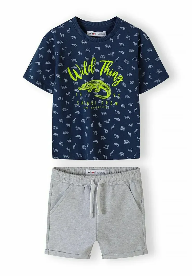 SHORT SLEEVE AND SHORTS - Shorts - navy grey