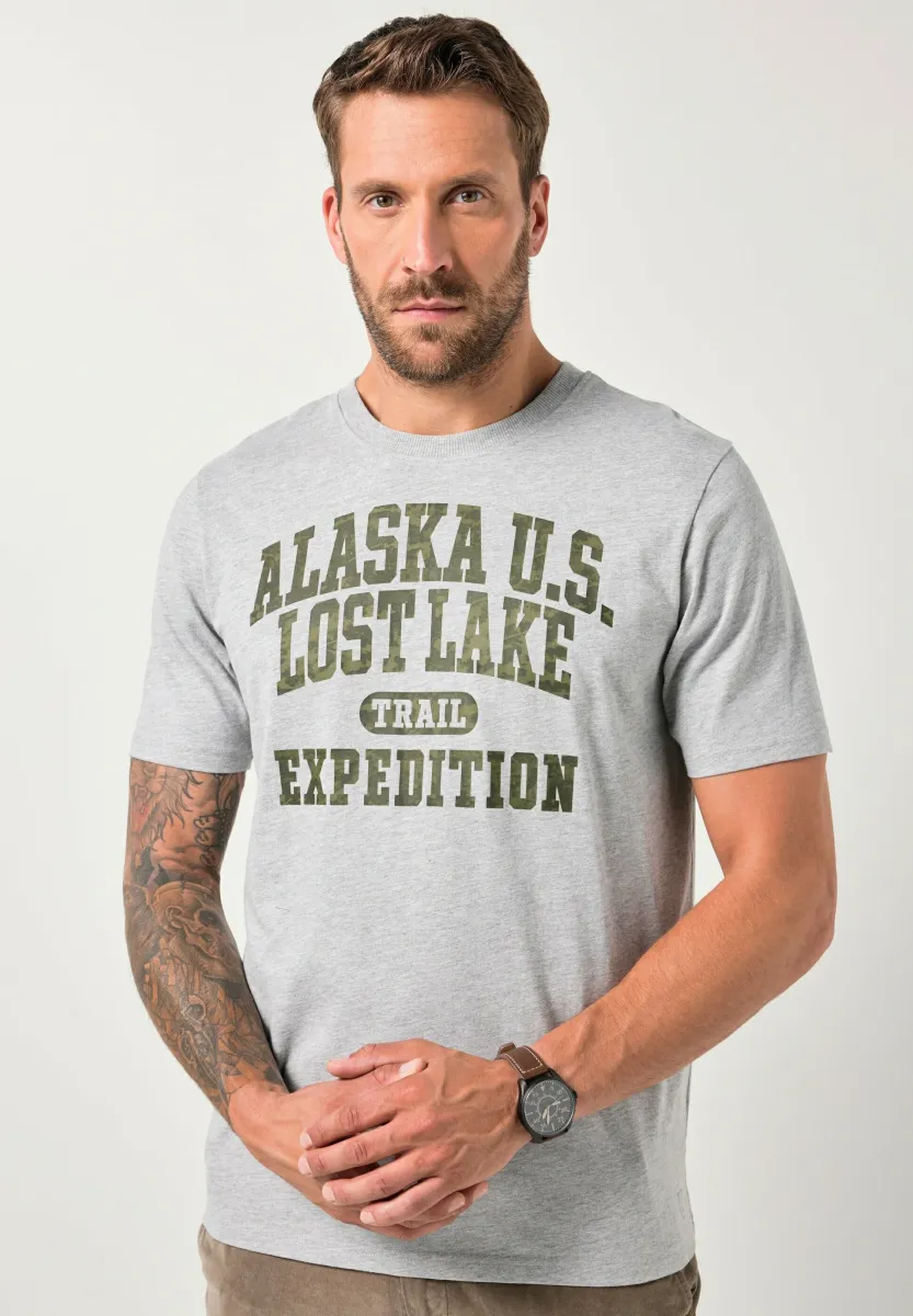 SHORT SLEEVE CHEST - T-Shirt print - mottled grey