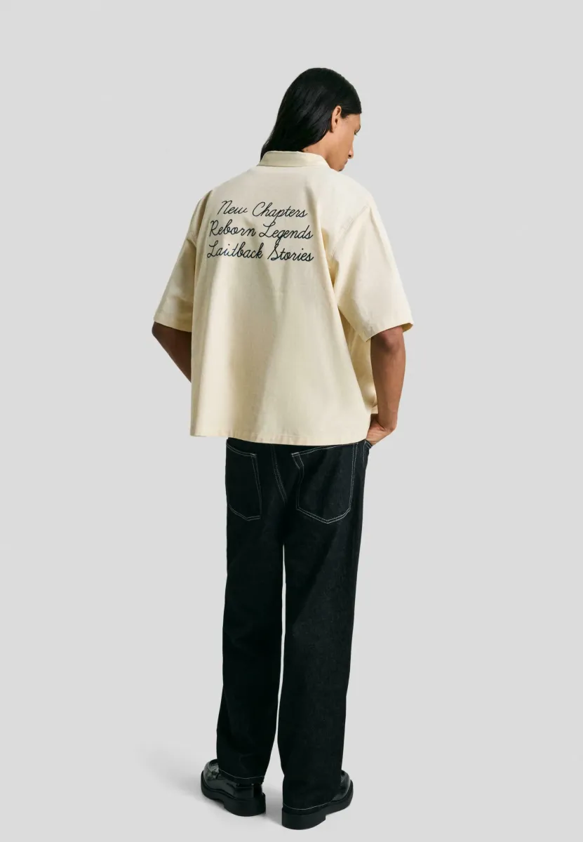 SHORT-SLEEVE EMBROIDERED - Hemd - beige
