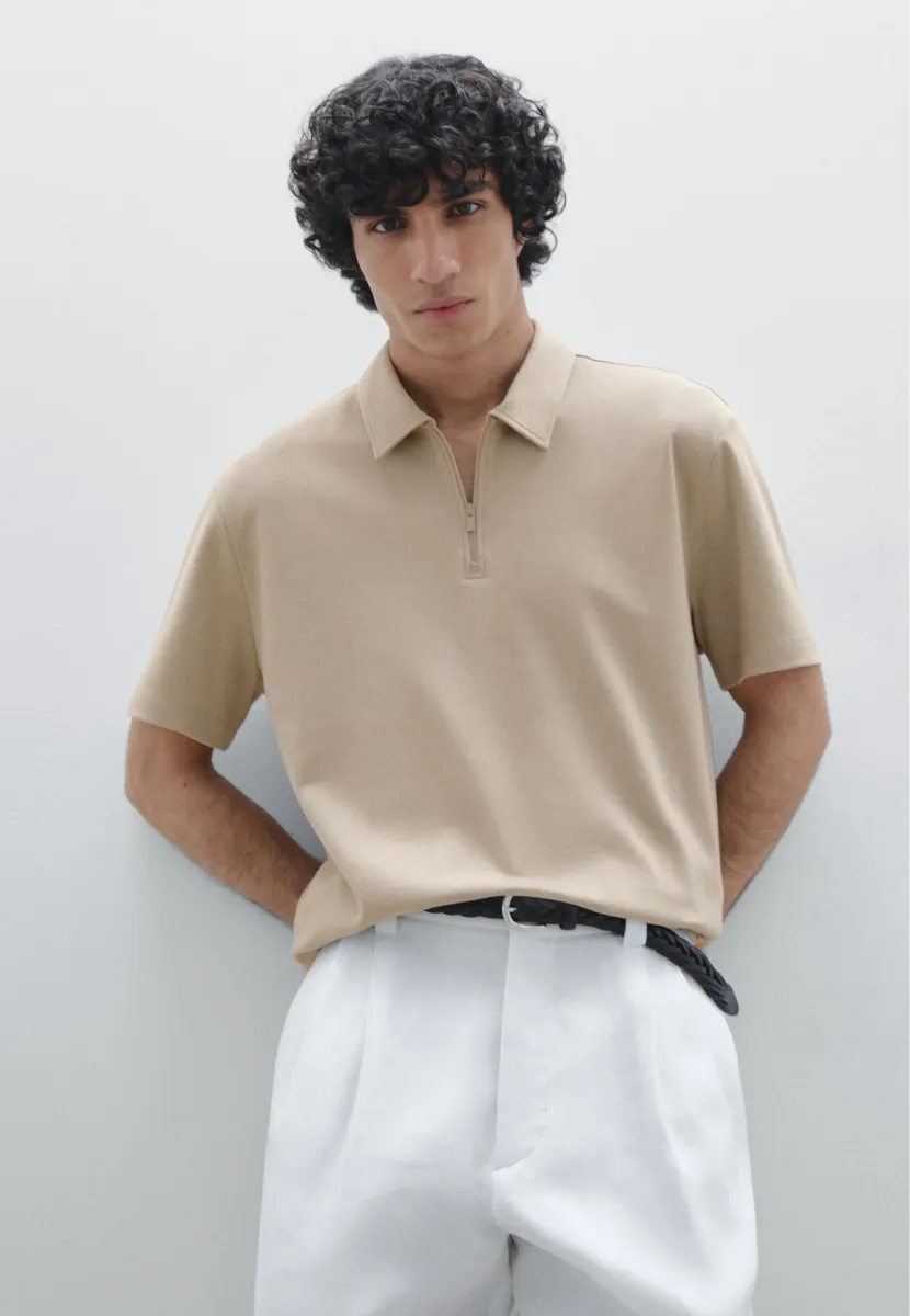 SHORT SLEEVE POLO NECK - Poloshirt - sand