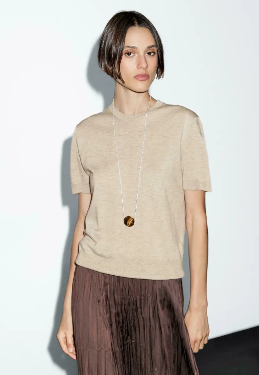SHORT-SLEEVE - Strickpullover - sand