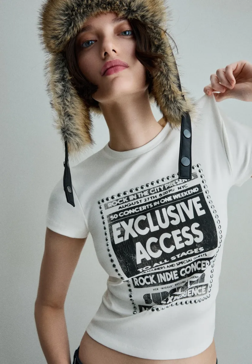 SHORT SLEEVE STUD - T-Shirt print - white