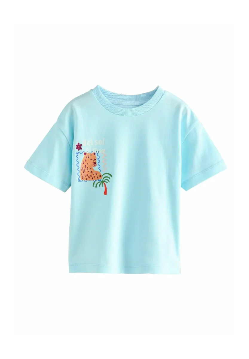 SHORT SLEEVE - T-Shirt print - light blue leopard