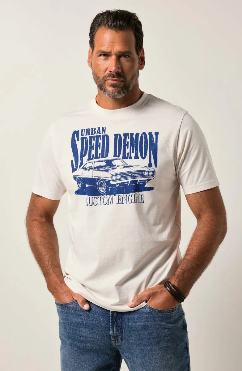 SHORT SLEEVE - T-Shirt print - mottled natural