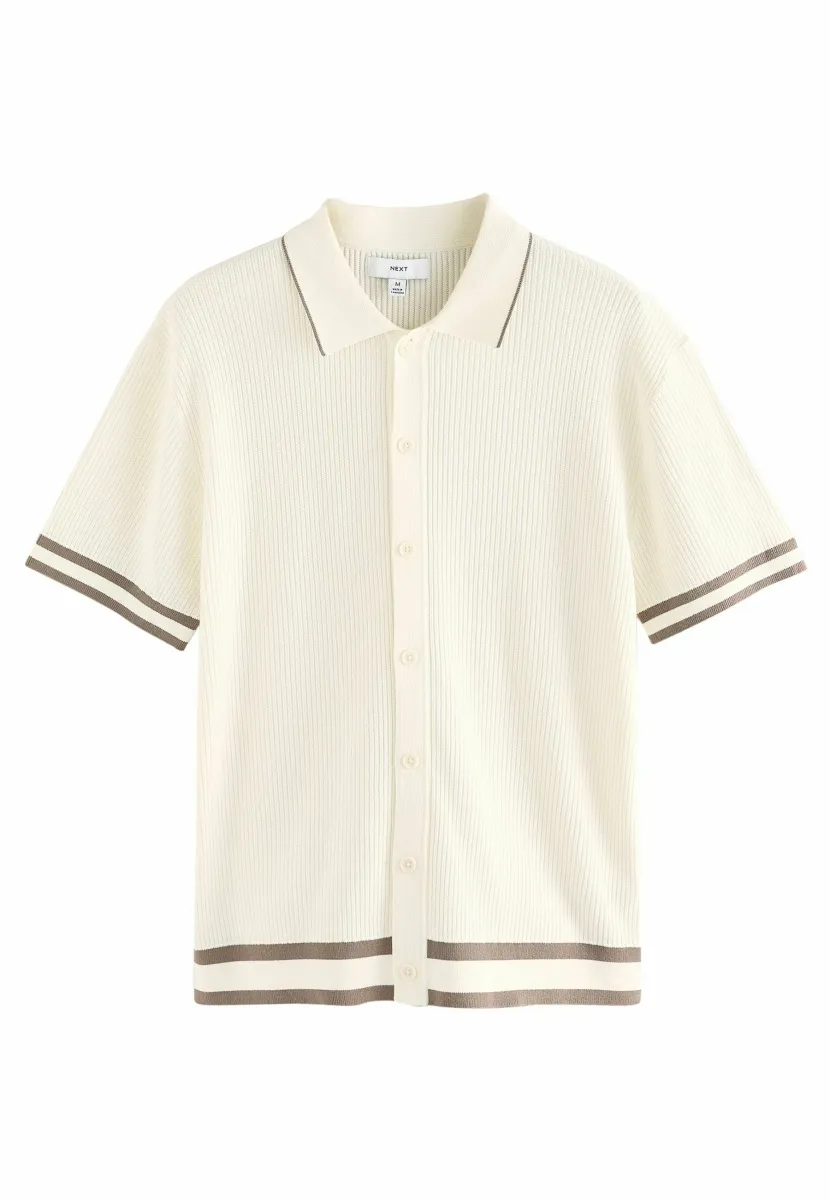 SHORT SLEEVE TIPPED BUTTON THROUGH - Hemd - ecru white