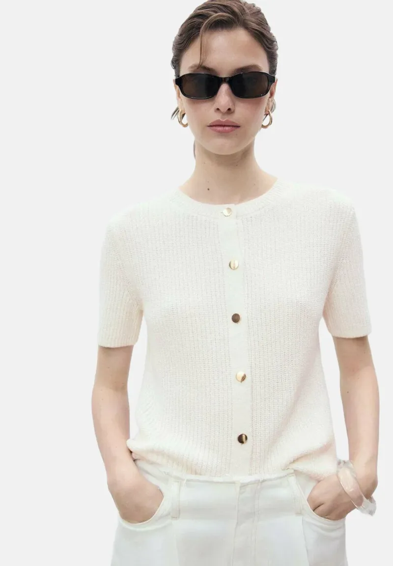 SHORT-SLEEVED - Strickjacke - off-white