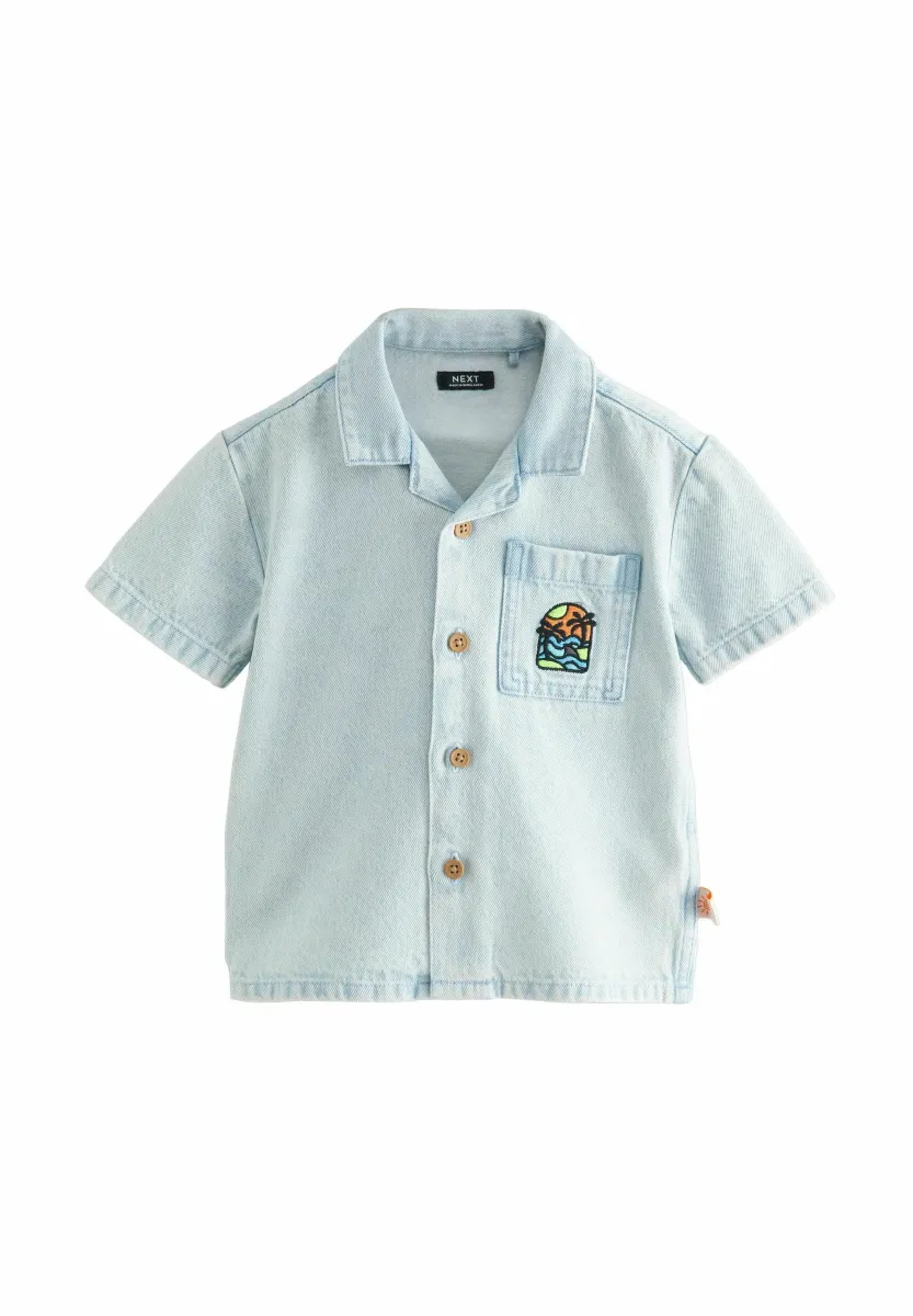 SHORT SLEEVES REVERE COLLAR BACKPRINT - Hemd - blue denim print