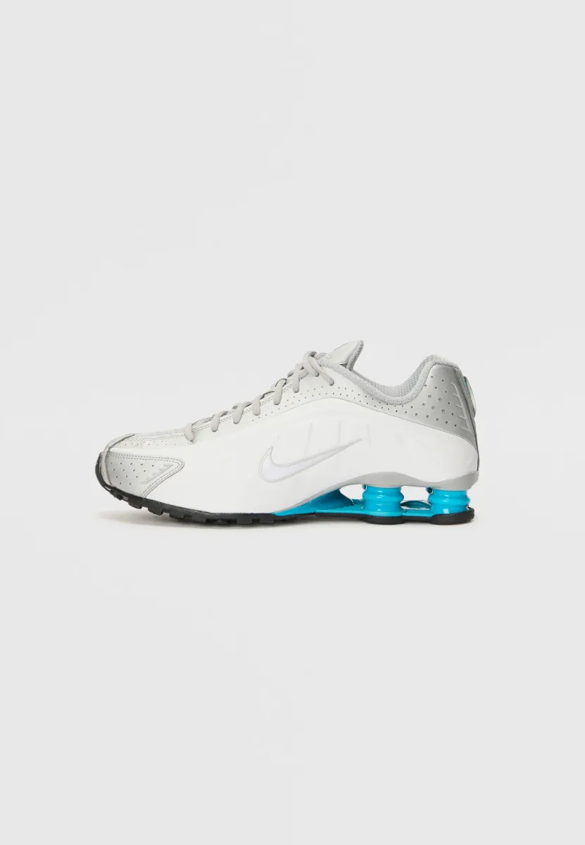 SHOX R4 UNISEX - Sneaker low - metallic silver-coloured/blue lagoon/white/black