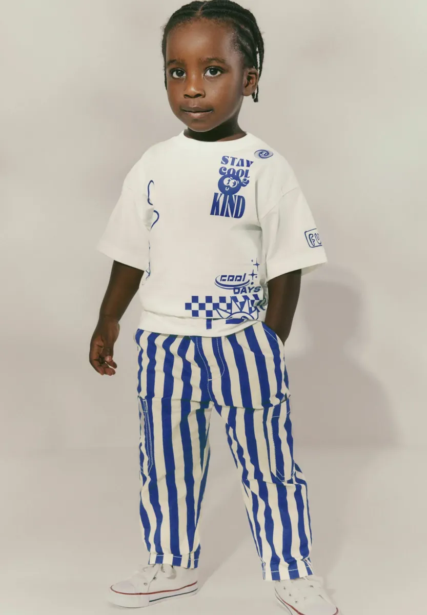 SIDE PULL-ON STANDARD - Stoffhose - blue white stripe