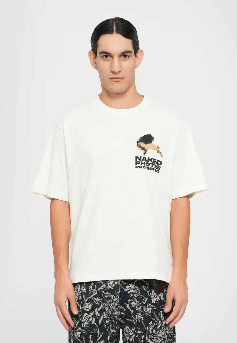 SIGNAGE HALF SLEEVES TEE - T-Shirt print - natural white