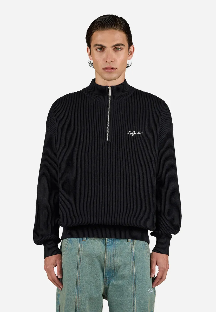 SIGNAR HALFZIP - Strickpullover - black