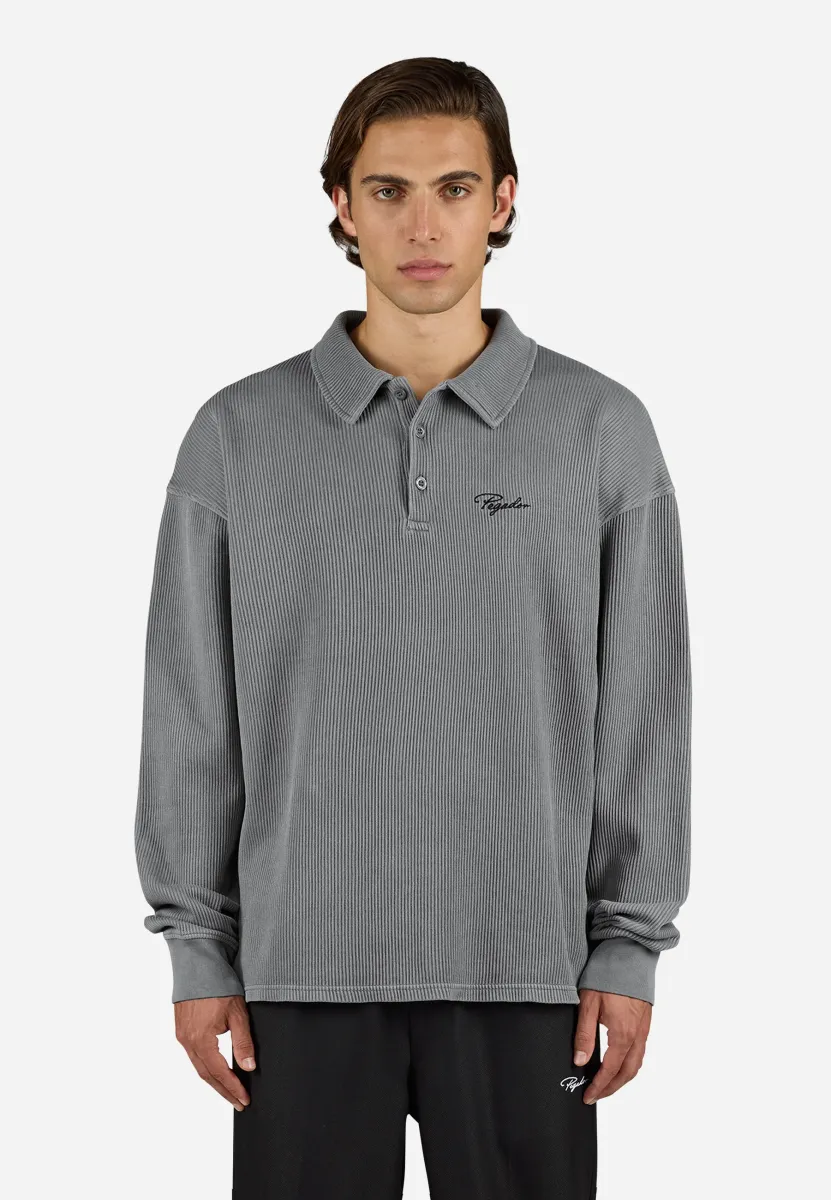 SIGNAR LONGSLEEVE - Poloshirt - vintage grey/black