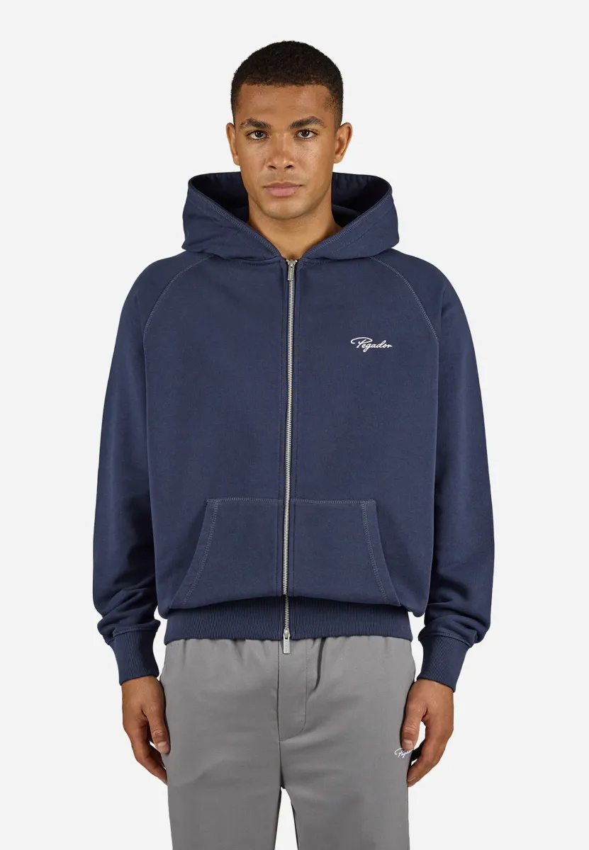 SIGNAR RAGLAN JACKET - Sweatjacke - washed indigo navy/white