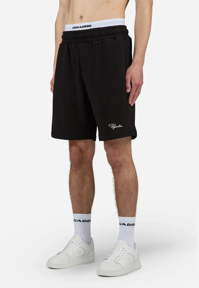 SIGNAR WAFFLE SHORTS - Jogginghose - washed black