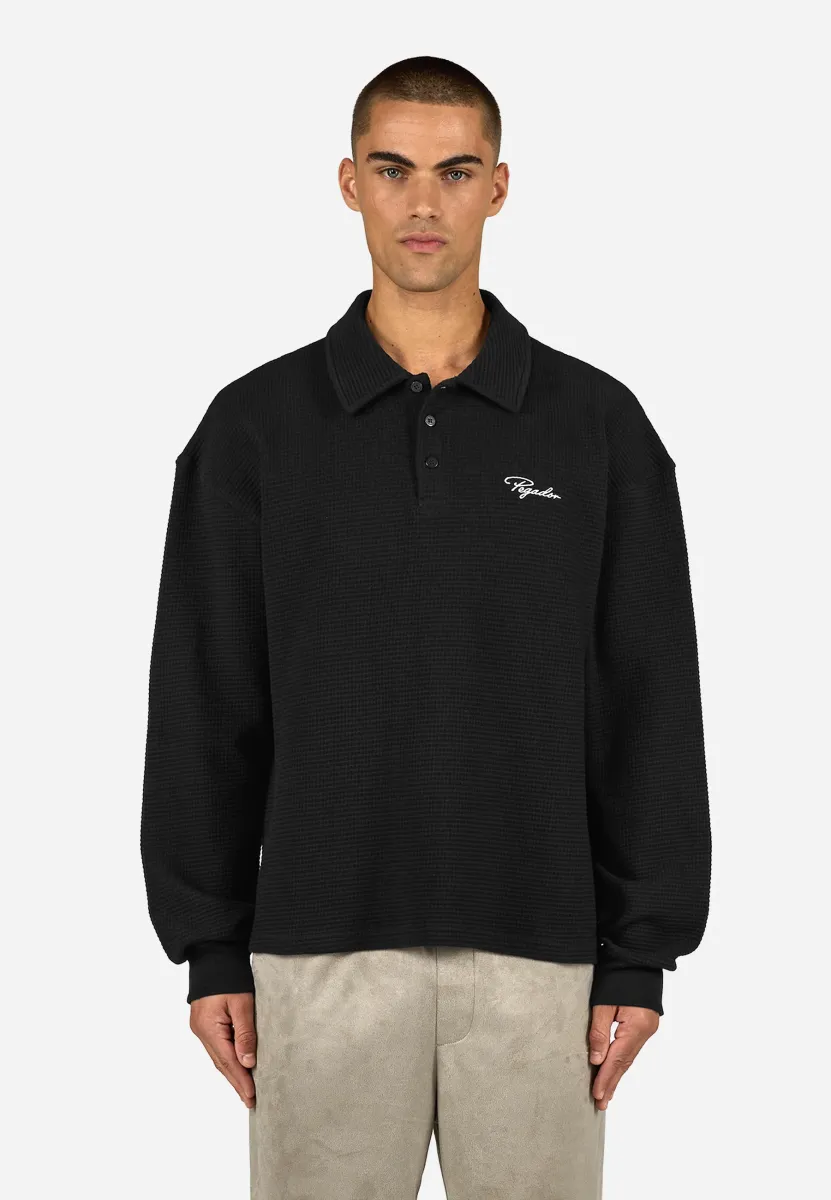 SIGNAR WAFFLE - Sweatshirt - washed black/warm white