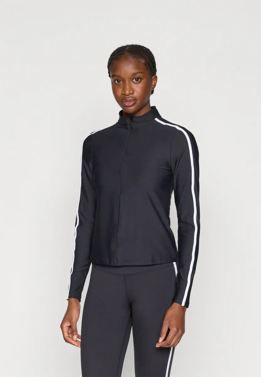 SIGNATURE STRIPE HALF ZIP - Langarmshirt - black