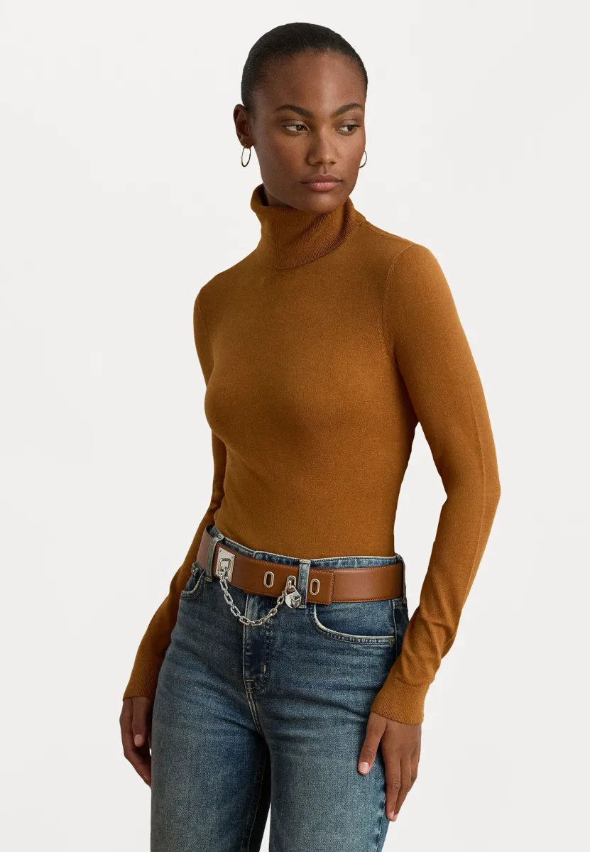 SILK BLEND ROLL NECK - Strickpullover - cinnamon bark