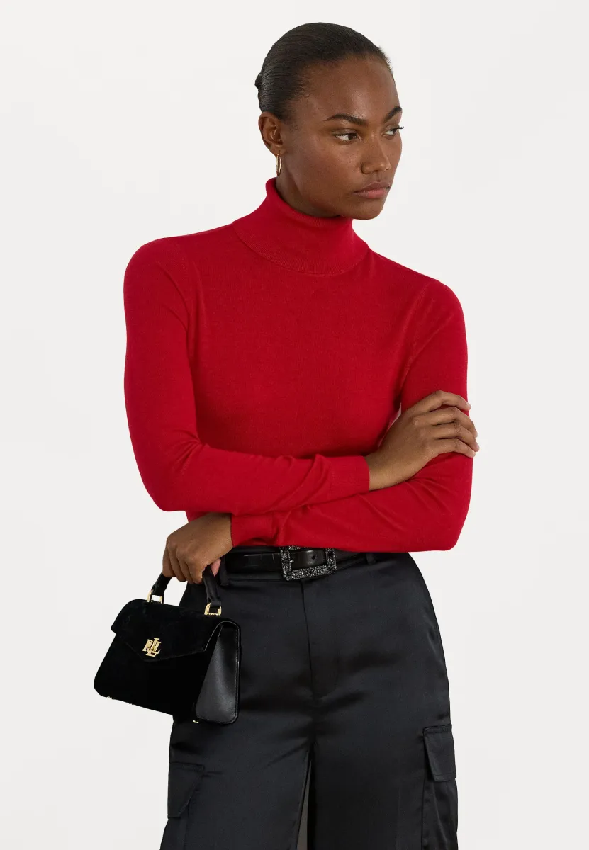 SILK BLEND ROLL NECK - Strickpullover - ralph red