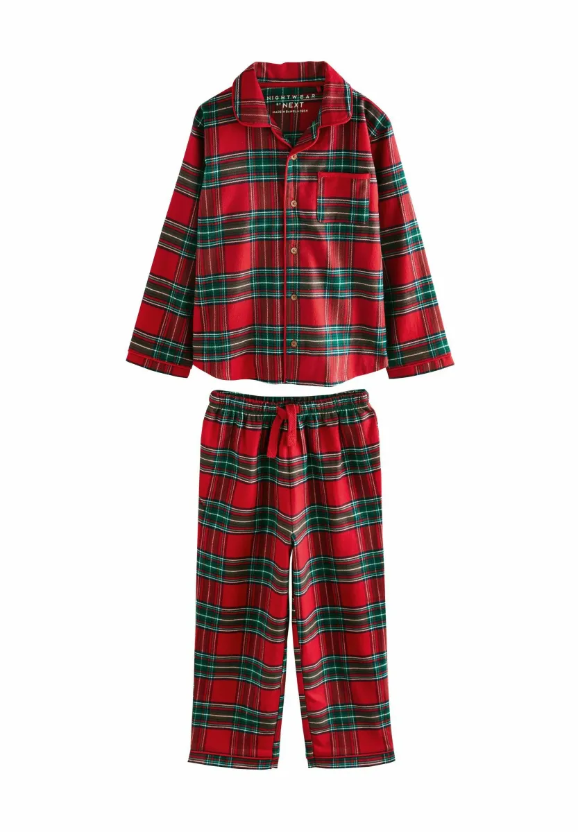 SINGLE BUTTON THROUGH XMAS SET - Nachtwäsche Set - red check