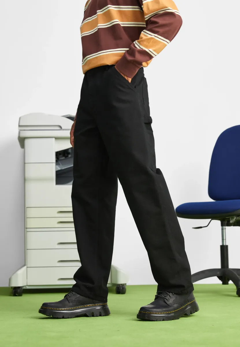 SINGLE KNEE PANT - Stoffhose - black rinsed