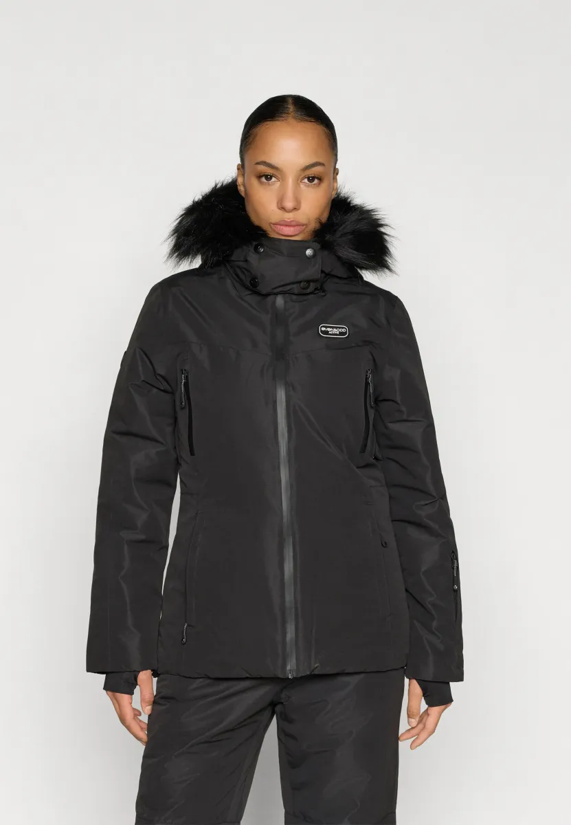 SKI JACKET WITH REMOVEABLE FUR HOOD - Skijacke - black