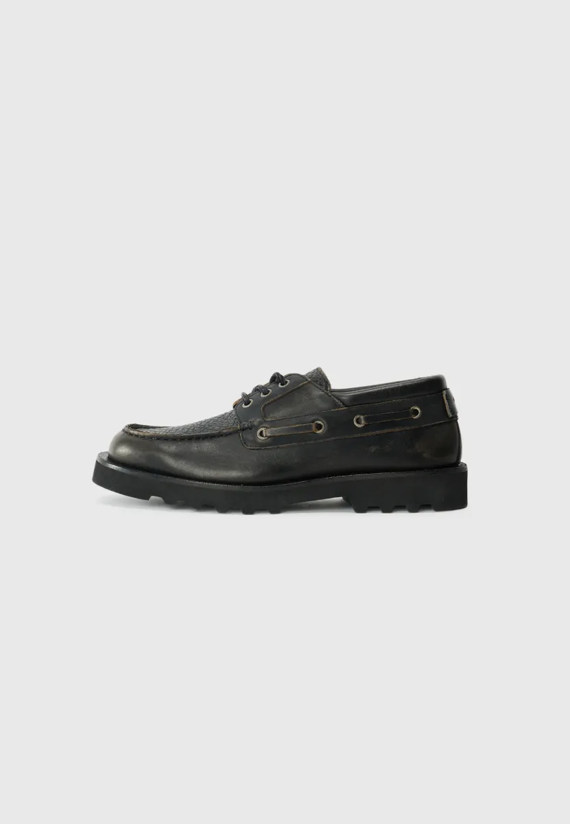 SKIFF - Schnürer - black/brown