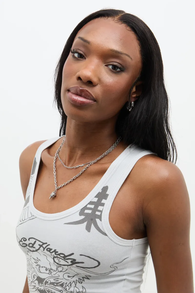 SKULL AND SNAKE MULTIROW UNISEX - Halskette - silver-colored