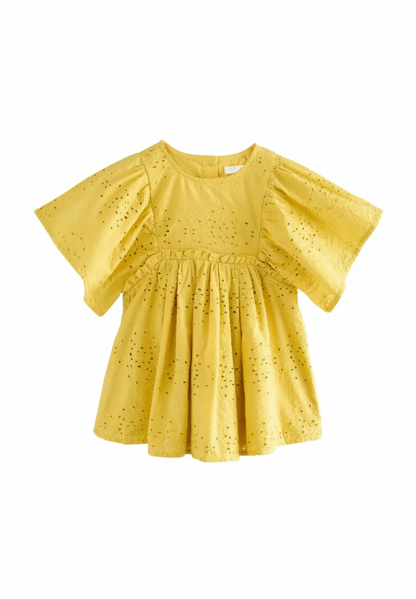 SLEEVE BRODERIE - Freizeitkleid - citrine yellow