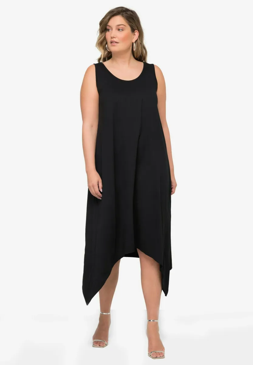 SLEEVELESS A-LINE POINTED HEM MIDI WITH REAR INSERT - Freizeitkleid - black