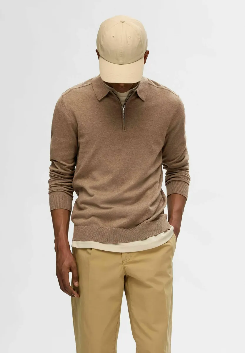 SLHBERG HALF ZIP  - Strickpullover - teak