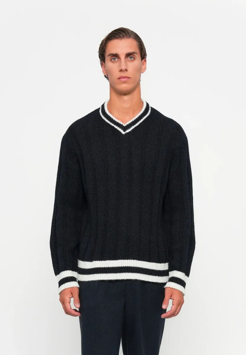 SLHROY V NECK - Strickpullover - sky captain