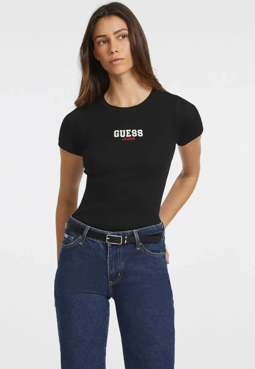 SLIM  EMB  - T-Shirt print - schwarz