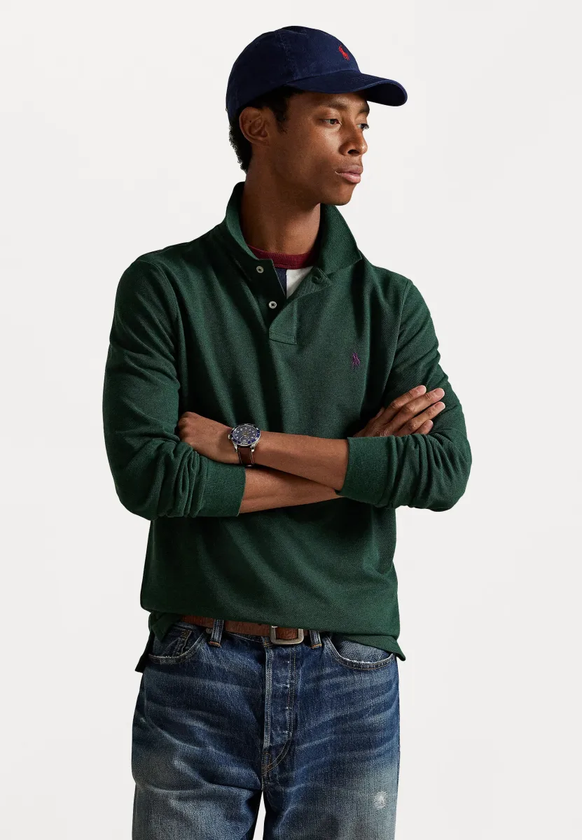 SLIM FIT LONG-SLEEVE POLO SHIRT - Langarmshirt - scotch pine heather