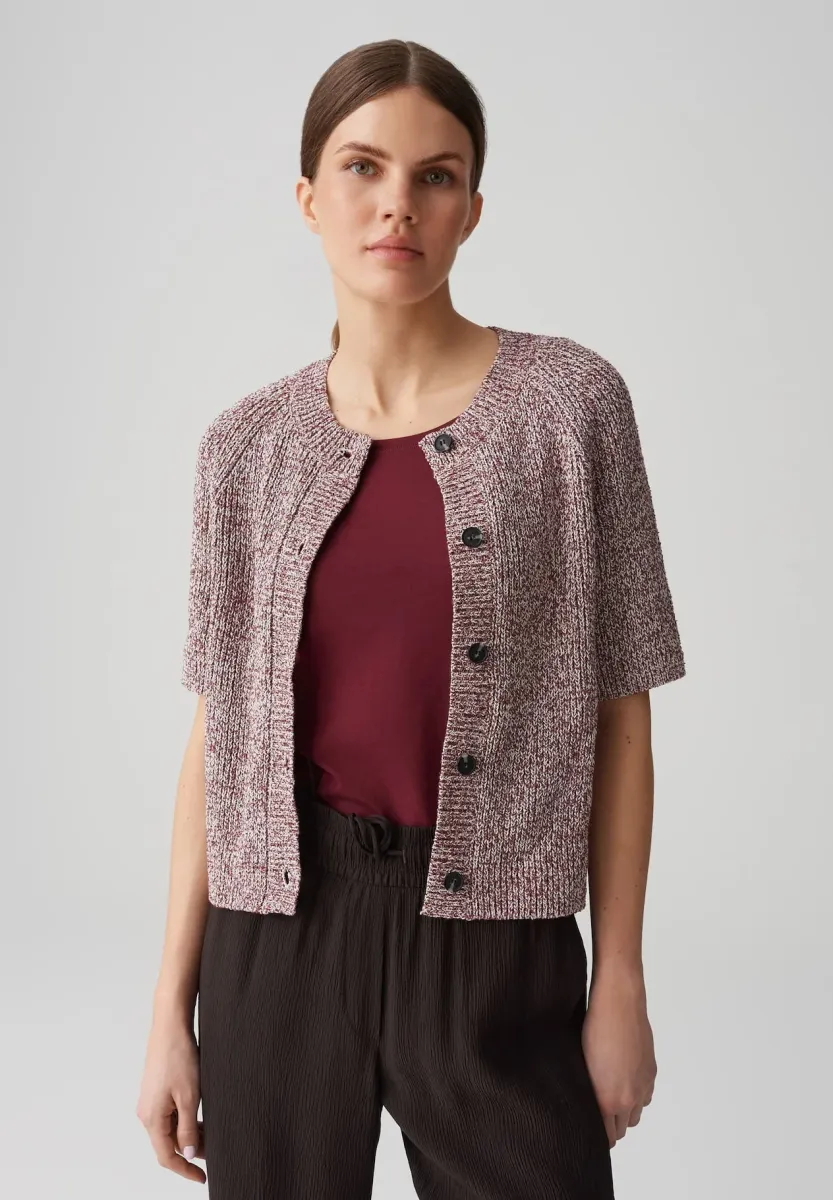SLIM FIT MOULINE - Strickjacke - cassis