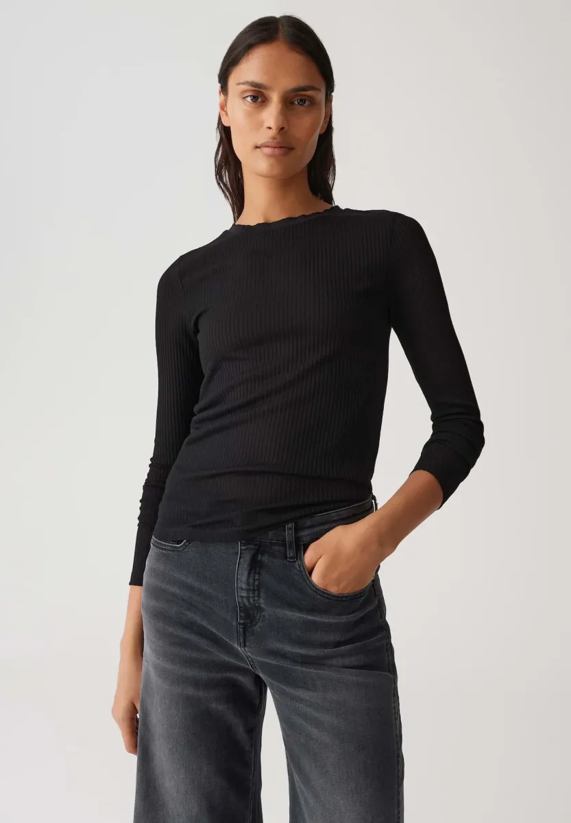 SLIM FIT RIB - Strickpullover - black