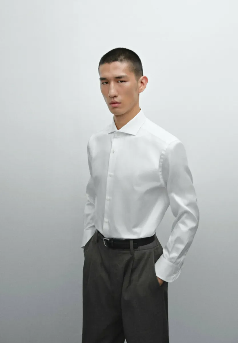 SLIM FIT TWILL GARMENT - Businesshemd - white