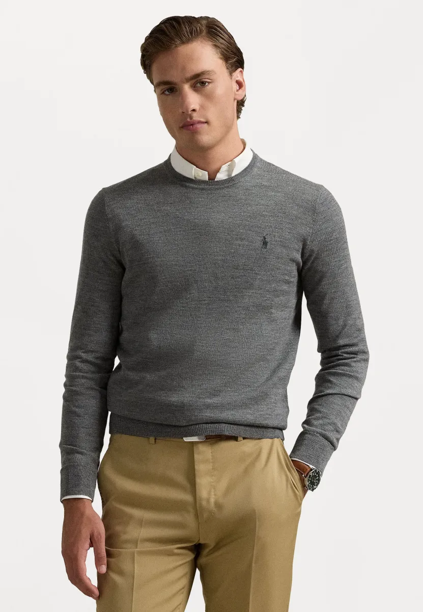SLIM FIT WASHABLE WOOL CREWNECK JUMPER  - Strickpullover - fawn grey heather