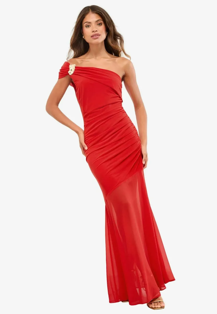 SLINKY TRIM SLASH NECK HEM - Ballkleid - red