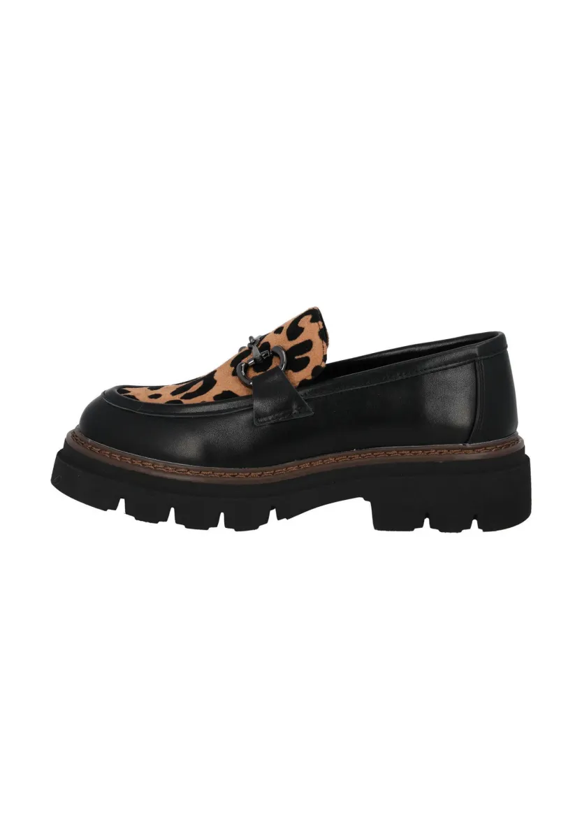 Slipper - schwarz leo braun