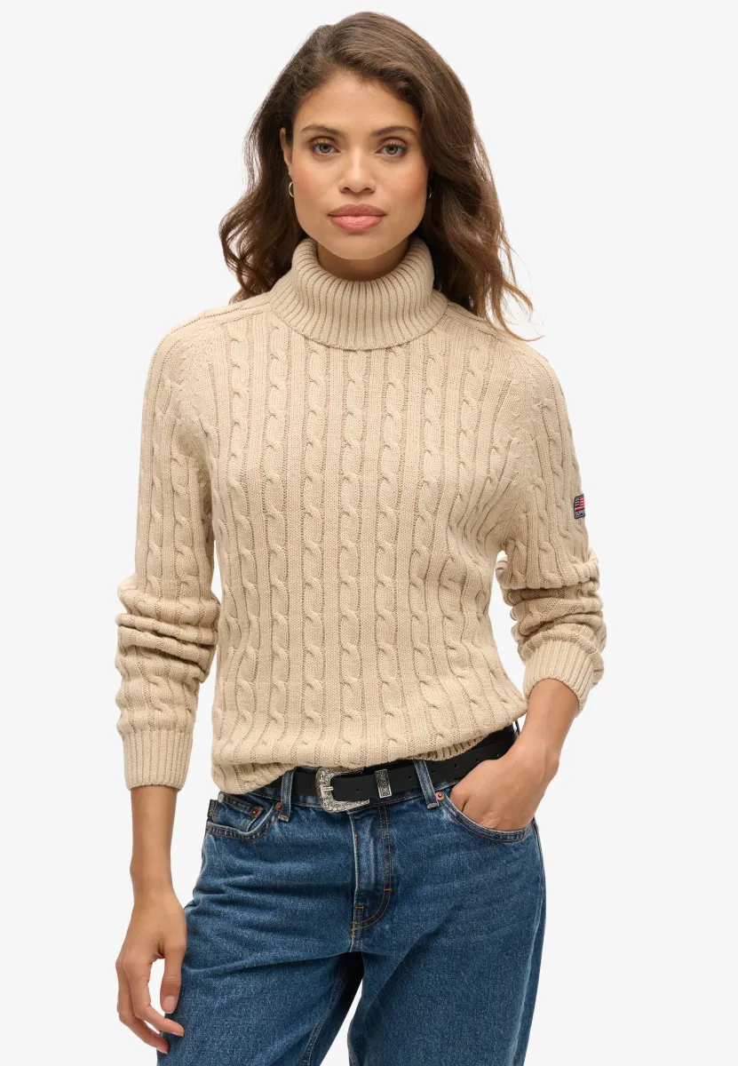 SLOUCHY CABLE ROLL NECK - Strickpullover - winter taupe twist