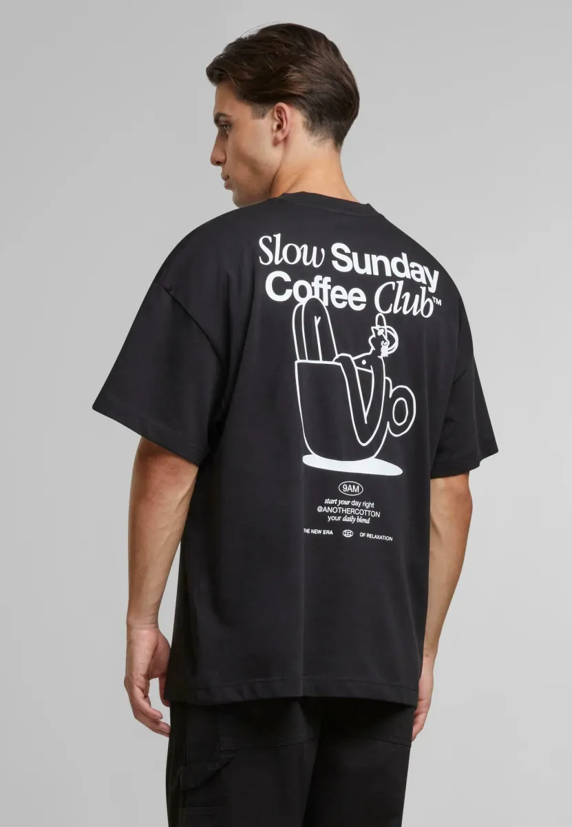 SLOW SUNDAY COFFE CLUB OVERSIZE  - T-Shirt print - black