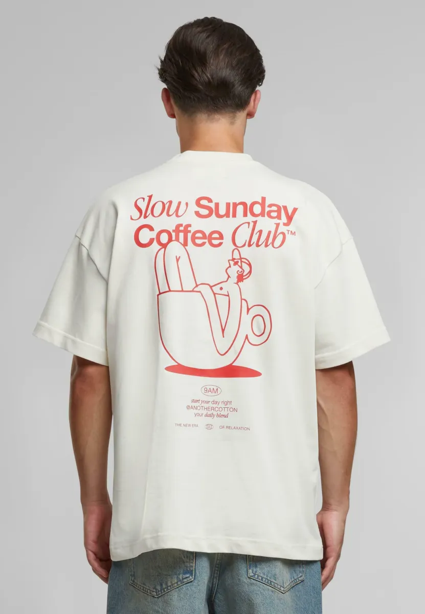 SLOW SUNDAY COFFE - T-Shirt print - white