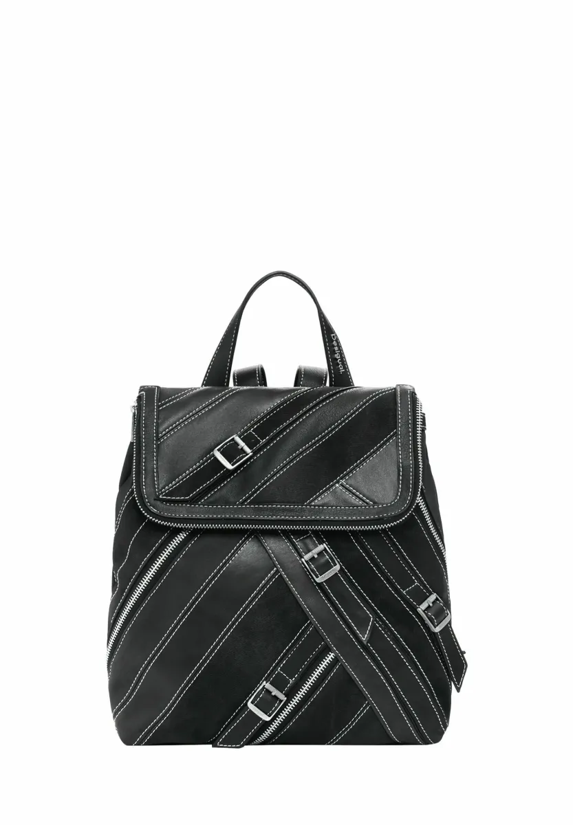 SMALL WITH STRAPS AND ZIPPERS - Tagesrucksack - black