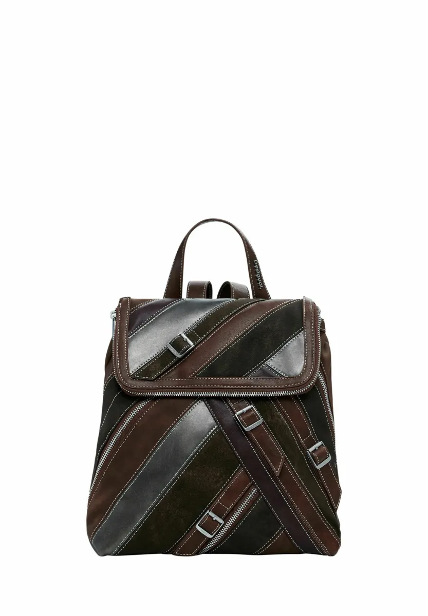 SMALL WITH STRAPS AND ZIPPERS - Tagesrucksack - brown